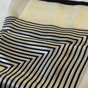 Neutral Black and Cream Geometric Silk Scarf